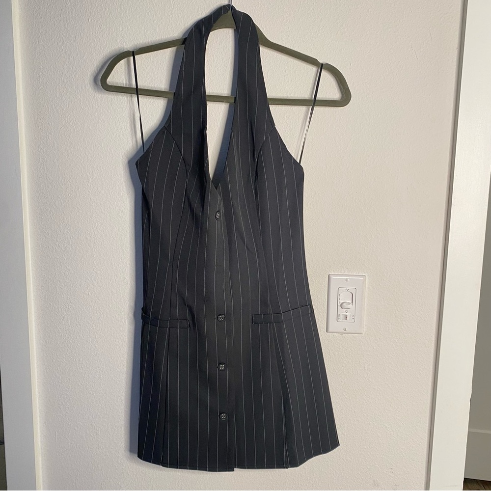 Princess Polly Charcoal Pinstripe Dress